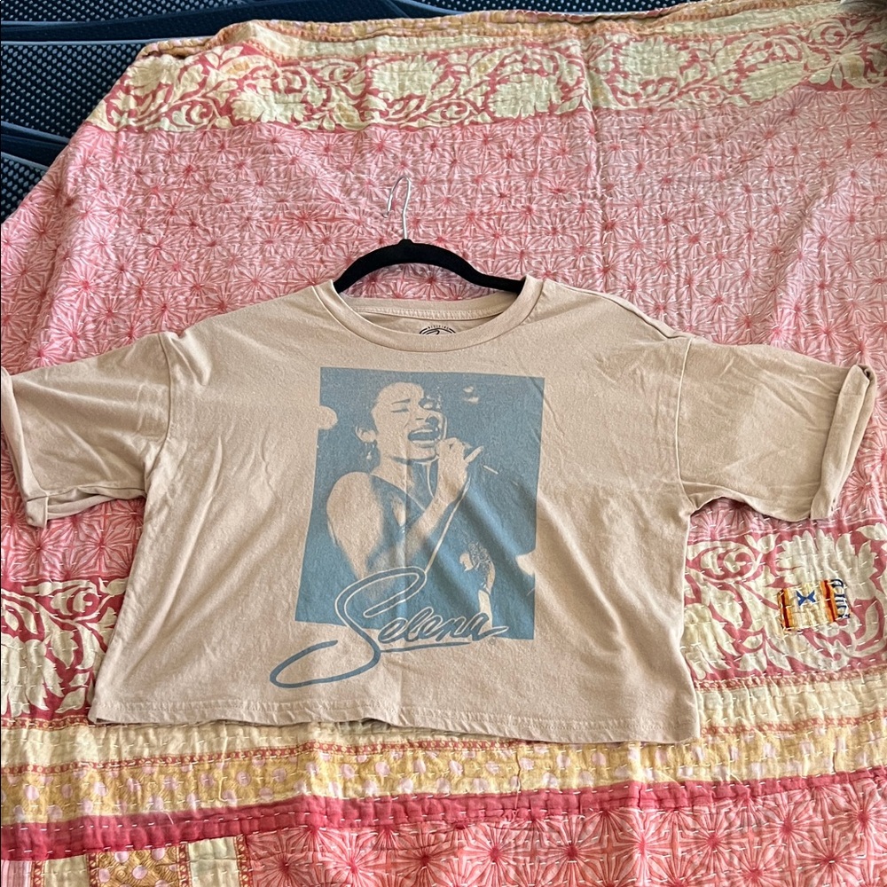 Selena Graphic Beige Crop Top